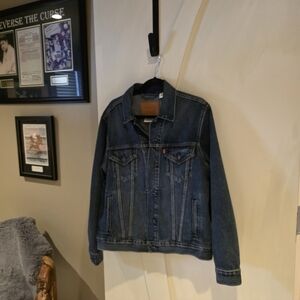 Levi's Blue Denim Jacket with Brown Leather Patch